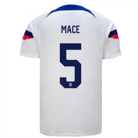 Kandiny Hombre Camiseta Estados Unidos Hailie Mace #5 Blanco 1ª Equipación 22-24 La Camisa Chile