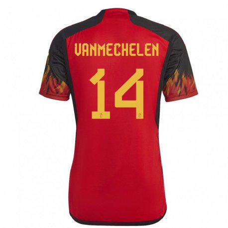 Kandiny Hombre Camiseta Bélgica Davinia Vanmechelen #14 Rojo 1ª Equipación 22-24 La Camisa Chile