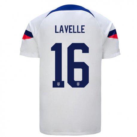 Kandiny Hombre Camiseta Estados Unidos Rose Lavelle #16 Blanco 1ª Equipación 22-24 La Camisa Chile
