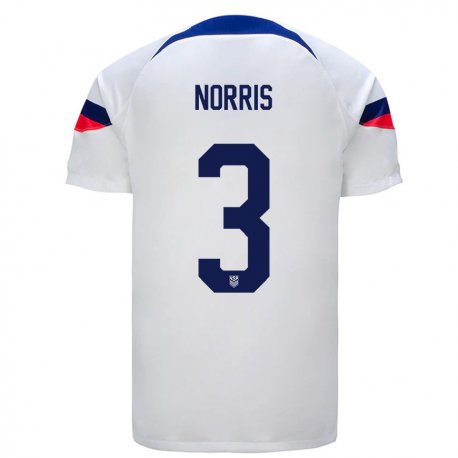 Kandiny Hombre Camiseta Estados Unidos Nolan Norris #3 Blanco 1ª Equipación 22-24 La Camisa Chile