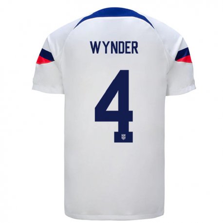 Kandiny Hombre Camiseta Estados Unidos Joshua Wynder #4 Blanco 1ª Equipación 22-24 La Camisa Chile