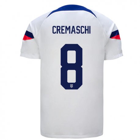 Kandiny Hombre Camiseta Estados Unidos Benjamin Cremaschi #8 Blanco 1ª Equipación 22-24 La Camisa Chile