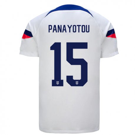 Kandiny Hombre Camiseta Estados Unidos Jack Panayotou #15 Blanco 1ª Equipación 22-24 La Camisa Chile
