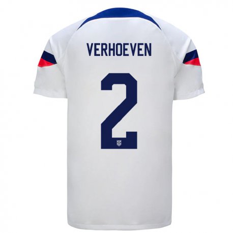 Kandiny Hombre Camiseta Estados Unidos Oscar Verhoeven #2 Blanco 1ª Equipación 22-24 La Camisa Chile