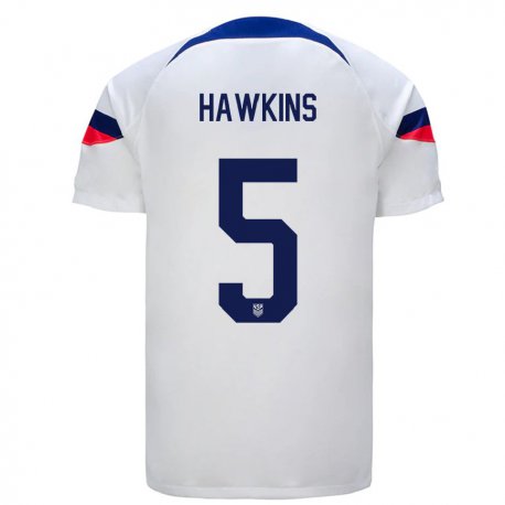 Kandiny Hombre Camiseta Estados Unidos Stuart Hawkins #5 Blanco 1ª Equipación 22-24 La Camisa Chile