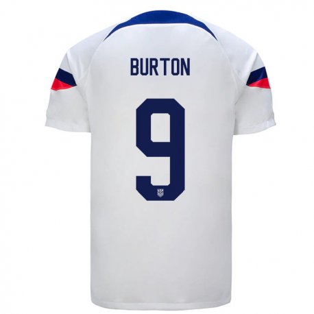 Kandiny Hombre Camiseta Estados Unidos Micah Burton #9 Blanco 1ª Equipación 22-24 La Camisa Chile
