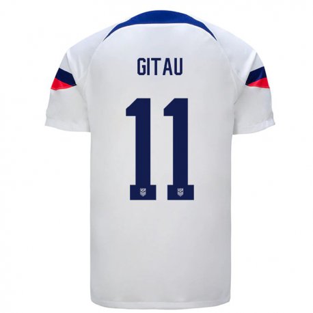 Kandiny Hombre Camiseta Estados Unidos Andre Gitau #11 Blanco 1ª Equipación 22-24 La Camisa Chile