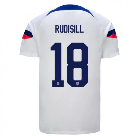 Kandiny Hombre Camiseta Estados Unidos Paulo Rudisill #18 Blanco 1ª Equipación 22-24 La Camisa Chile