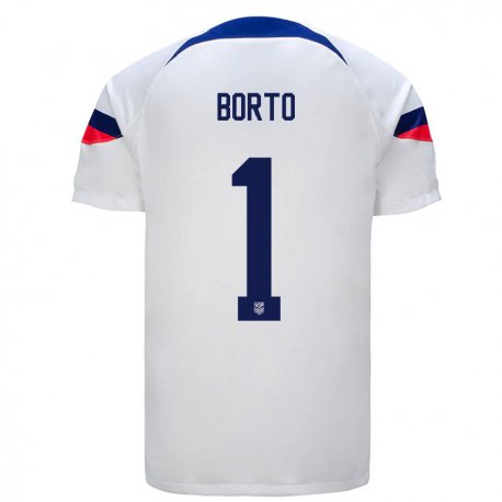 Kandiny Hombre Camiseta Estados Unidos Alexander Borto #1 Blanco 1ª Equipación 22-24 La Camisa Chile
