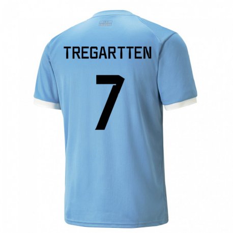 Kandiny Hombre Camiseta Uruguay Stephanie Tregartten #7 Azul 1ª Equipación 22-24 La Camisa Chile