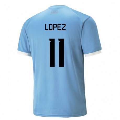 Kandiny Hombre Camiseta Uruguay Guillermo Lopez #11 Azul 1ª Equipación 22-24 La Camisa Chile