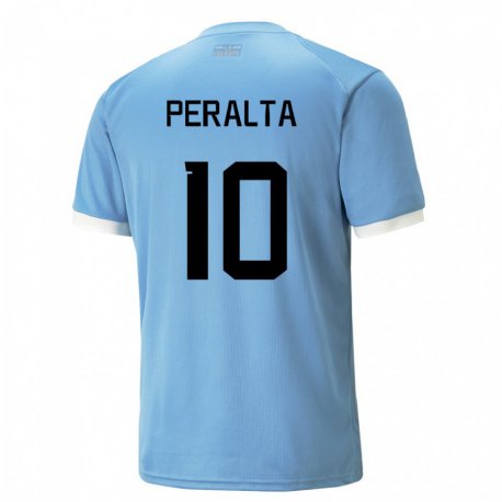 Kandiny Hombre Camiseta Uruguay Mateo Peralta #10 Azul 1ª Equipación 22-24 La Camisa Chile