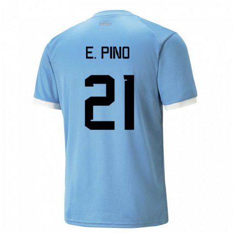 Kandiny Hombre Camiseta Uruguay Emiliano Del Pino #21 Azul 1ª Equipación 22-24 La Camisa Chile
