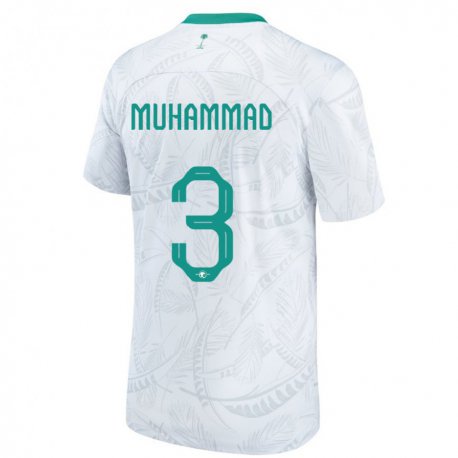 Kandiny Hombre Camiseta Arabia Saudita Lin Muhammad #3 Blanco 1ª Equipación 22-24 La Camisa Chile