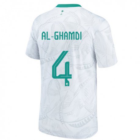 Kandiny Hombre Camiseta Arabia Saudita Talah Al Ghamdi #4 Blanco 1ª Equipación 22-24 La Camisa Chile