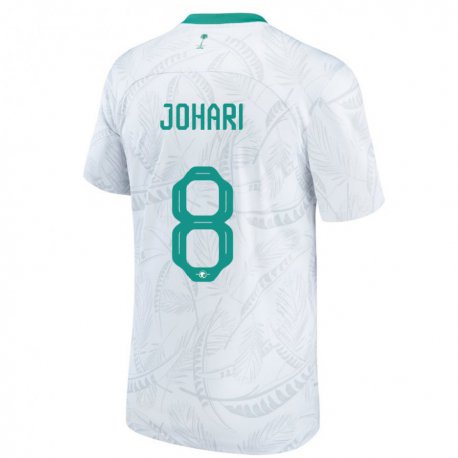 Kandiny Hombre Camiseta Arabia Saudita Layan Johari #8 Blanco 1ª Equipación 22-24 La Camisa Chile