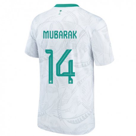Kandiny Hombre Camiseta Arabia Saudita Al Bandari Mubarak #14 Blanco 1ª Equipación 22-24 La Camisa Chile
