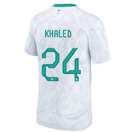 Kandiny Hombre Camiseta Arabia Saudita Atheer Khaled #24 Blanco 1ª Equipación 22-24 La Camisa Chile