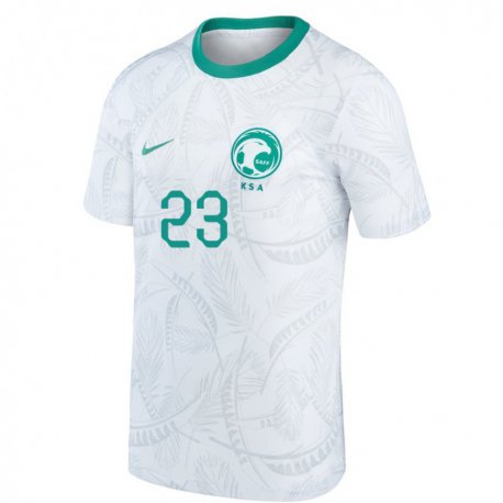 Kandiny Hombre Camiseta Arabia Saudita Yazeed Jawshan #23 Blanco 1ª Equipación 22-24 La Camisa Chile
