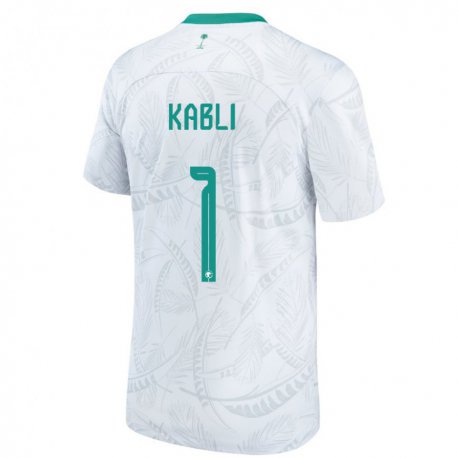 Kandiny Hombre Camiseta Arabia Saudita Bader Kabli #1 Blanco 1ª Equipación 22-24 La Camisa Chile