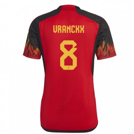 Kandiny Hombre Camiseta Bélgica Aster Vranckx #8 Rojo 1ª Equipación 22-24 La Camisa Chile