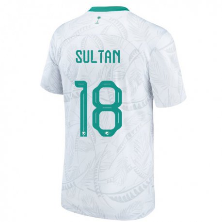 Kandiny Hombre Camiseta Arabia Saudita Qasim Sultan #18 Blanco 1ª Equipación 22-24 La Camisa Chile