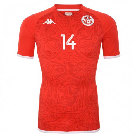 Kandiny Hombre Camiseta Túnez Salah Barhoumi #14 Rojo 1ª Equipación 22-24 La Camisa Chile