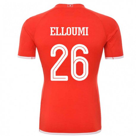 Kandiny Hombre Camiseta Túnez Khalil Elloumi #26 Rojo 1ª Equipación 22-24 La Camisa Chile