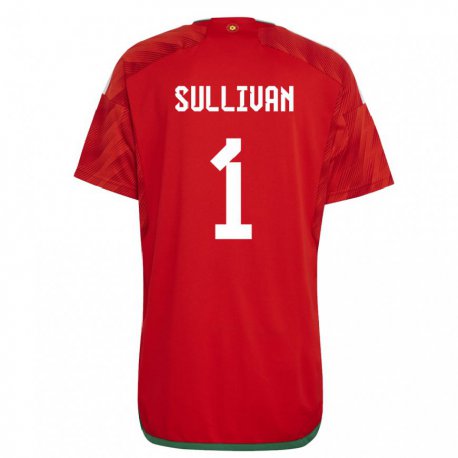 Kandiny Hombre Camiseta Gales Laura O Sullivan #1 Rojo 1ª Equipación 22-24 La Camisa Chile