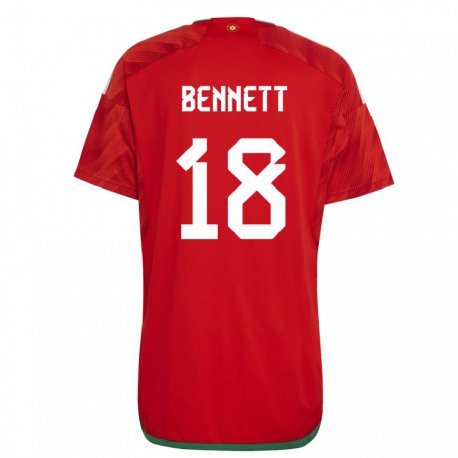 Kandiny Hombre Camiseta Gales Murphy Bennett #18 Rojo 1ª Equipación 22-24 La Camisa Chile