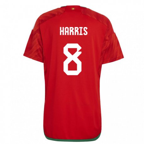 Kandiny Hombre Camiseta Gales Luke Harris #8 Rojo 1ª Equipación 22-24 La Camisa Chile