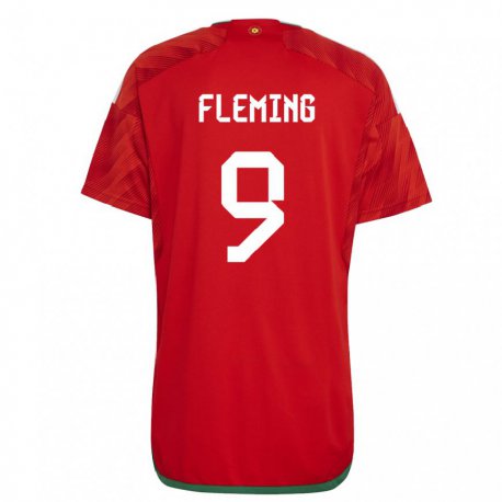 Kandiny Hombre Camiseta Gales Cole Fleming #9 Rojo 1ª Equipación 22-24 La Camisa Chile