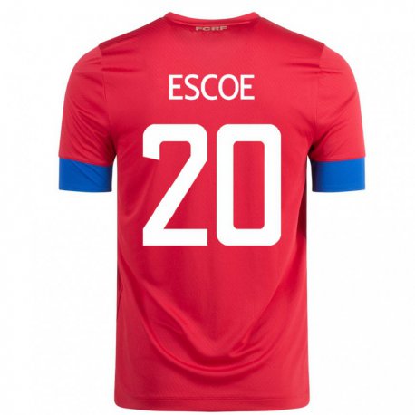 Kandiny Hombre Camiseta Costa Rica Enyel Escoe #20 Rojo 1ª Equipación 22-24 La Camisa Chile
