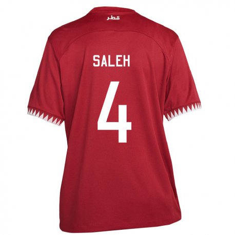 Kandiny Hombre Camiseta Catar Hagar Saleh #4 Granate 1ª Equipación 22-24 La Camisa Chile