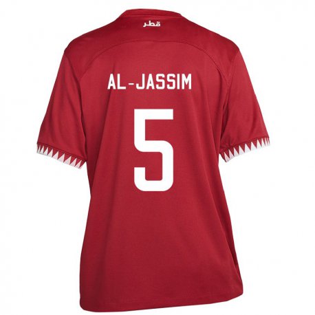 Kandiny Hombre Camiseta Catar Dana Al Jassim #5 Granate 1ª Equipación 22-24 La Camisa Chile