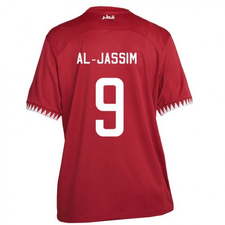 Kandiny Hombre Camiseta Catar Kholoud Al Jassim #9 Granate 1ª Equipación 22-24 La Camisa Chile