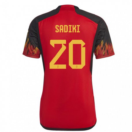 Kandiny Hombre Camiseta Bélgica Noah Sadiki #20 Rojo 1ª Equipación 22-24 La Camisa Chile