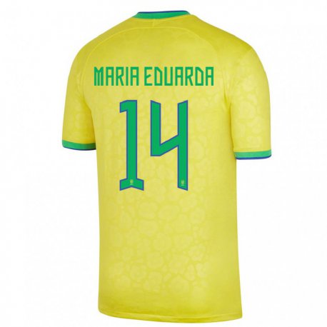 Kandiny Hombre Camiseta Brasil Maria Eduarda #14 Amarillo 1ª Equipación 22-24 La Camisa Chile