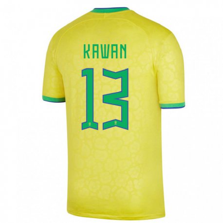 Kandiny Hombre Camiseta Brasil Lucas Kawan #13 Amarillo 1ª Equipación 22-24 La Camisa Chile