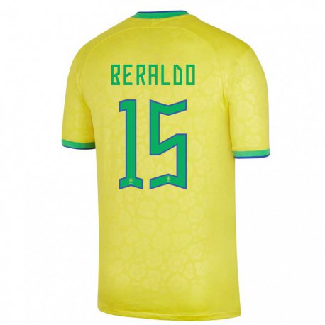 Kandiny Hombre Camiseta Brasil Lucas Beraldo #15 Amarillo 1ª Equipación 22-24 La Camisa Chile