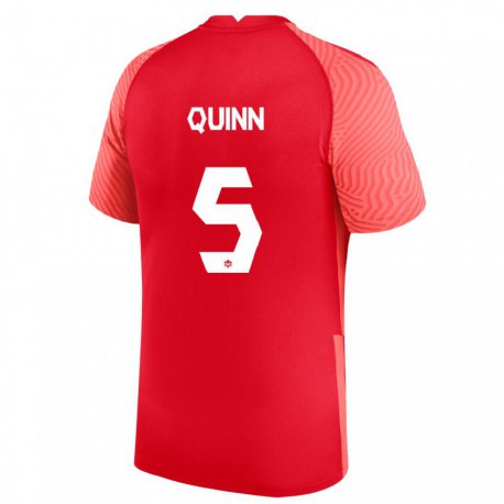 Kandiny Hombre Camiseta Canadá Quinn #5 Rojo 1ª Equipación 22-24 La Camisa Chile