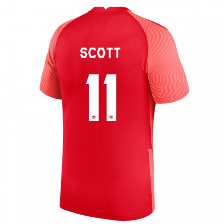 Kandiny Hombre Camiseta Canadá Desiree Scott #11 Rojo 1ª Equipación 22-24 La Camisa Chile