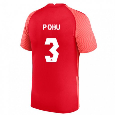 Kandiny Hombre Camiseta Canadá Kwasi Poku #3 Rojo 1ª Equipación 22-24 La Camisa Chile