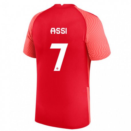 Kandiny Hombre Camiseta Canadá Jean Aniel Assi #7 Rojo 1ª Equipación 22-24 La Camisa Chile