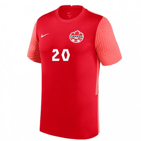 Kandiny Hombre Camiseta Canadá Hugo Mbongue #20 Rojo 1ª Equipación 22-24 La Camisa Chile