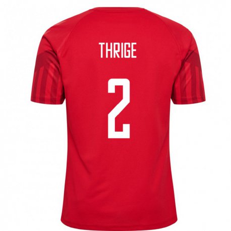 Kandiny Hombre Camiseta Dinamarca Sara Thrige #2 Rojo 1ª Equipación 22-24 La Camisa Chile
