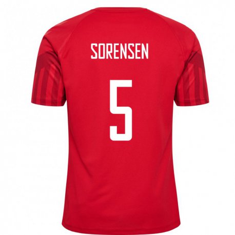 Kandiny Hombre Camiseta Dinamarca Simone Boye Sorensen #5 Rojo 1ª Equipación 22-24 La Camisa Chile