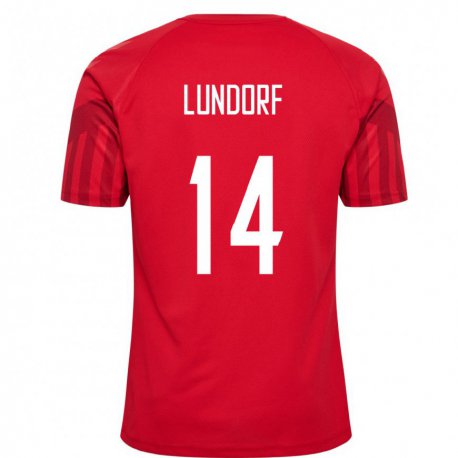 Kandiny Hombre Camiseta Dinamarca Matilde Lundorf #14 Rojo 1ª Equipación 22-24 La Camisa Chile