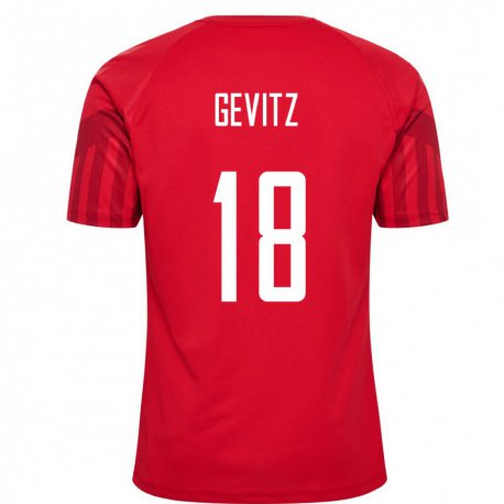 Kandiny Hombre Camiseta Dinamarca Luna Gevitz #18 Rojo 1ª Equipación 22-24 La Camisa Chile