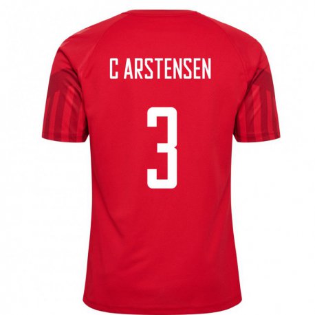Kandiny Hombre Camiseta Dinamarca Rasmus Carstensen #3 Rojo 1ª Equipación 22-24 La Camisa Chile